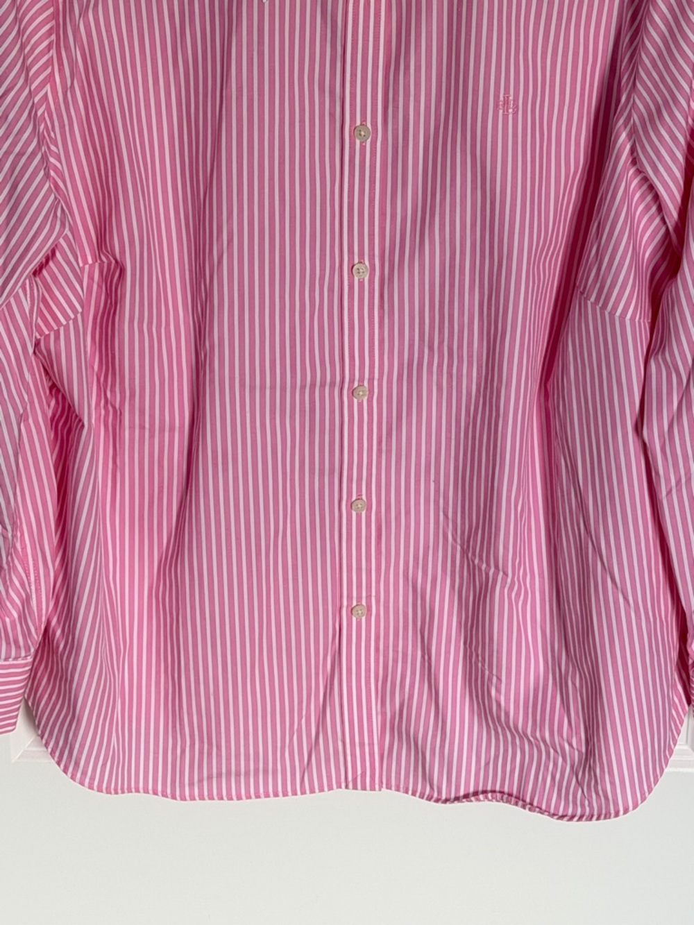 Lauren Ralph Lauren Pink & White Stripe Cotton Long Sleeve Shirt 1X 54750 - Picture 6 of 15